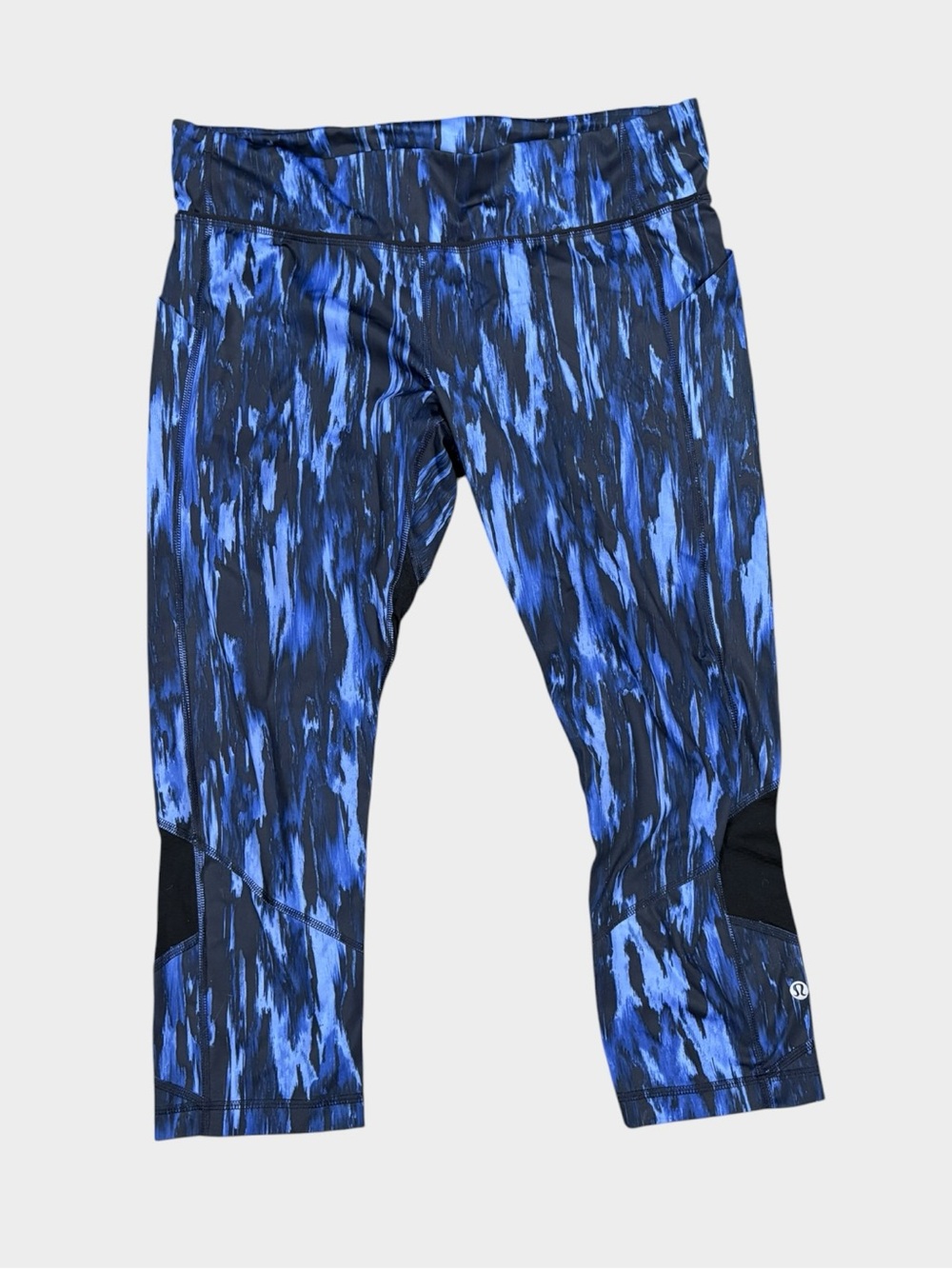 Lululemon Size 12 Pace Rival Crop Full-On Luxtreme Painted Animal Sprinkler Blue